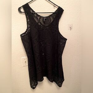 Elegant Black Lace Sleeveless Swimsuit Coverup